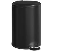 HOMCOM Cubo de basura de cocina de 20 L, cubo metálico resistente a huellas con tapa Soft-Close, pedal y cubeta extraíble, negro