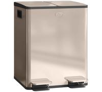 HOMCOM Cubo de Basura Doble de Acero Inoxidable de 20 litros con Tapa de Cierre Suave, Cubos Interiores extraíbles, a Prueba de Huellas Dactilares para Reciclaje y residuos, Tono Dorado