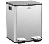 HOMCOM Cubo de basura doble para cocina 2x20L 2 tapas de cierre suave cubos interiores extraíbles y asas Aosom España