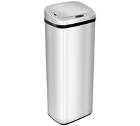 HOMCOM Cubo de Basura Inteligente Cubo basura cocina Botón Táctil Manual Bote Automático Cuadrado Tapa Acero Inoxidable Plateado 50L Aosom España