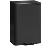 HOMCOM Cubo de Cocina 20L con Tapa de Cierre Suave y Función Stay-Open, Cubo de Acero Inoxidable con Pedal y Cubo Interior Extraíble para Cocina, Oficina, Hogar, Negro Mate