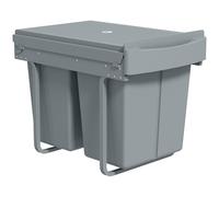 HOMCOM Cubo de cocina, cubo bajo fregadero deslizante empotrable con 2 x 20 L compartimentos extraíbles, 52x33,5x41cm, gris Aosom España