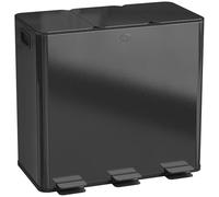 HOMCOM Cubo de cocina triple 3 x 20L con pedal, acero inoxidable, Negro