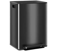 HOMCOM Cubo de cosméticos de dos compartimentos 2 x 30L, separador de residuos de pedal de acero inoxidable, cubo interior, tapa de cierre suave con autocierre, asas, negro