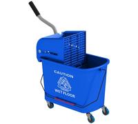 HOMCOM Cubo de Fregona con Ruedas, 20 L, Cubo de Fregar con Sistema de Escurridor y Asa de Transporte, para Doméstico y Comercial, Azul