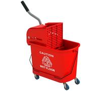 HOMCOM Cubo de Fregona con Ruedas Sistema de Escurridor Capacidad de 20 L/21,2 qt Cubo de Fregar con Asa de Transporte para Doméstico y Comercial Rojo