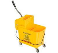 HOMCOM Cubo de Fregona con Ruedas Sistema de Escurridor Capacidad de 20 L/21,2 qt Cubo de Fregar con Asa de Transporte Amarillo