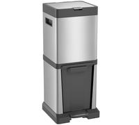 HOMCOM Cubo doble 20+14L tapa suave pedal plata
