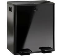 HOMCOM Cubo Doble Cocina 2x20L Acero Inoxidable Tapa Cierre Suave Negro