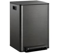 HOMCOM Cubo doble cocina 2x30L Acero inoxidable Doble pedal Negro