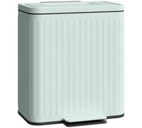 HOMCOM Cubo doble de cocina 2 x 20L para reciclaje y residuos, Verde | Antihuellas, tapa de pedal con cierre suave, cubos interiores extraíbles