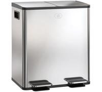 HOMCOM Cubo doble de cocina 2x20L, acero inoxidable, tapa suave, Plateado