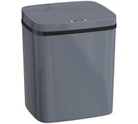 HOMCOM Cubo Sensor 15L Automático Sin Contacto Fácil de Limpiar Gris