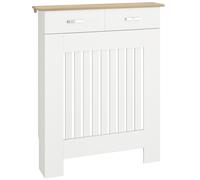 HOMCOM Cubre Radiador Blanco 78x19x97 cm con Cajón y Antivuelco Cubreradiador de Lamas MDF Aosom España