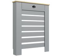 HOMCOM Cubre Radiador en MDF de Lamas, Cubre Calefactor de Rejilla con Cajón, 78x19x95.5 cm, Gris Aosom España
