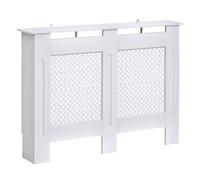 Homcom cubre radiadores, 111.5x19x82 cm, cubierta para radiador moderna de mdf, con estante superior y listones, para salón, dormitorio, pasillo, blanco