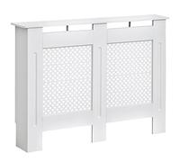 HOMCOM Cubre Radiador Blanco Cubierta de Radiador Madera con Estante y Panel Decorativo Elegante y Moderno 111.5x19x82 cm Aosom España