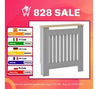 HOMCOM Cubre Radiadores 78x19x83 cm Cubierta para Radiador de MDF Cubreradiador para Salón Dormitorio Pasillo Gris y Roble