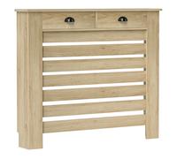HOMCOM Cubre Radiadores con Cajón, Cubreradiador de MDF, 111x19x95,5 cm, Cubierta para Radiador, Diseño Moderno de Listones, para Salón, Dormitorio, Roble