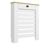 HOMCOM Cubre Radiadores con Cajón, Cubreradiador de MDF, 78x19x95,5 cm, Cubierta para Radiador, Diseño Moderno de Listones, para Salón, Dormitorio, Blanco
