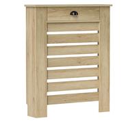 HOMCOM Cubre Radiadores con Cajón, Cubreradiador de MDF, 78x19x95,5 cm, Cubierta para Radiador, Diseño Moderno de Listones, para Salón, Dormitorio, Roble