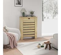 HOMCOM Cubre Radiadores con Cajón, Cubreradiador de MDF, 78x19x95,5 cm, Cubierta para Radiador, Diseño Moderno de Listones, para Salón, Dormitorio, Roble