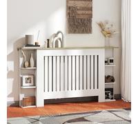 HOMCOM Cubre Radiadores con Estantes, Cubreradiador de MDF, Cubierta para Radiador, Diseño Moderno de Listones, para Salón, Dormitorio, 152x19x83 cm, Blanco