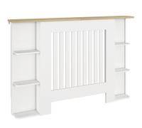 HOMCOM Cubre Radiadores con Estantes Cubreradiador de MDF Diseño Moderno de Listones para Salón Dormitorio 124x19x83 cm Blanco