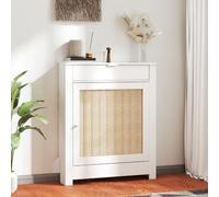 HOMCOM Cubre Radiadores con Puerta Abatible y Ratán 78x19x95,5 cm Blanco