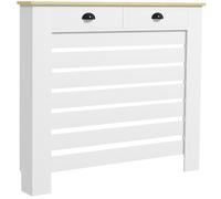 HOMCOM Cubre Radiadores de MDF con 2 Cajones Cubierta para Radiador para Salón Dormitorio Pasillo 111x19x95,5 cm Blanco