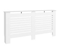 HOMCOM Cubreradiador de Listones con Estante Portaobjetos en Madera 152x19x81 cm Blanco Aosom España