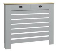 HOMCOM Cubreradiador moderno de lamas con 2 cajones en MDF, para el hogar y la oficina, 111x19x95,5 cm, gris