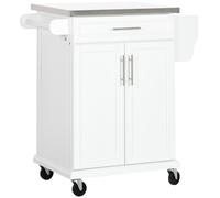 HOMCOM Isla de Cocina con 4 Ruedas 1 Cajón 83,5x45,7x90,5 cm Blanco