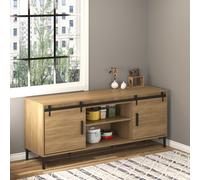 HOMCOM de puerta corredera, hardware para puerta corredera sobre rieles, para puertas de madera dobles, accesorios, acero al carbono, color negro, 183 x 0,6 cm
