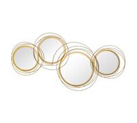 HOMCOM Decoración de Pared de Metal 3D Escultura de Pared de Espejos Redondos 107x56 cm Adornos de Pared Metálicos para Salón Dormitorio Cocina Dorado