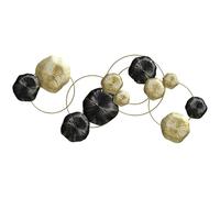 HOMCOM Decoración de Pared de Metal con Forma de Hoja de Loto, Adorno para Salón Moderno, Escultura de Pared para Decoración Hogar, Dormitorio, Oficina, 84x35 cm, Dorado y Negro