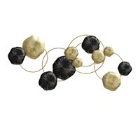HOMCOM Decoración de Pared de Metal con Forma de Hoja de Loto Escultura de Pared para Decoración Hogar 84x35 cm Dorado y Negro