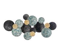 HOMCOM Decoración de Pared en Metal 3D Wall Art con Círculos 133x66 cm Azul Negro y Oro Aosom España