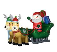 HOMCOM Decoración Inflable de Navidad Papá Noel con Trineo 210x70x125 cm | 2 Renos, Decoración Navideña, con 4 Luces LED, para Jardín Patio