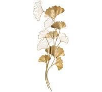HOMCOM Decoración Mural 3D en Metal, Arte Mural Dorado con Hojas de Ginkgo 138x70cm Aosom España