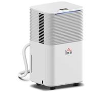 HOMCOM Deshumidificador 10L/día Depósito 2L Silencioso 3 Modos 8-12㎡ Blanco | Deshumidificador Eléctrico, Pantalla LED, Temporizado 24 H, Bloqueo Infantil, Drenaje Continuo