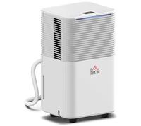HOMCOM Deshumidificador 10L/día, Depósito 2L, Silencioso, Deshumidificador Eléctrico con 3 Modos, Pantalla LED, Temporizado 24 H, Bloqueo Infantil y Drenaje Continuo, hasta 8-12㎡, Blanco