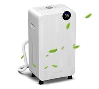 HOMCOM Deshumidificador, 12L/día, Depósito 2,1L, Silencioso, Deshumidificador Eléctrico con 4 Modos, Pantalla LED, Temporizador, Apagado Automático, Bloqueo Infantil y Drenaje Continuo, hasta 12-25㎡