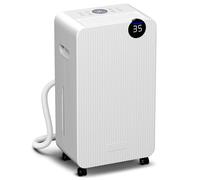 HOMCOM Deshumidificador, 12L/día, Depósito 2,1L, Silencioso, Deshumidificador Eléctrico con 4 Modos, Pantalla LED, Temporizador, Apagado Automático, Bloqueo Infantil y Drenaje Continuo, hasta 12-25㎡