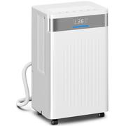 HOMCOM Deshumidificador 12L/día Silencioso con 3 Modos Pantalla LED Temporizado 24H Bloqueo Infantil y Drenaje Continuo Blanco