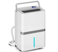 HOMCOM Deshumidificador 35L/Día, Deshumidificador de Humedad, para 40-90 ㎡, Luz Indicador de Humedad, Depósito 5,5 Litros, Drenaje Continuo, Temporizador 24H, Pantalla LED, Secado Ropa, Blanco