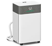 HOMCOM Deshumidificador de aire 20L/día, deshumidificador silencioso, drenaje continuo, tanque de agua 4.5L, temporizador 24h, pantalla LED, indicador de humedad, antimoho, secado de ropa, blanco