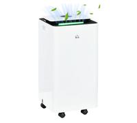 Homcom deshumidificador eléctrico 10l/día depósito de agua 2,5l deshumidificador silencioso hasta 10-20m² con 5 modos 2 velocidades pantalla led temporizador para dormitorio salón blanco 25 cm