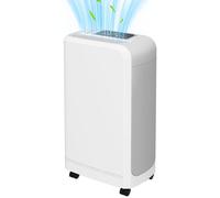 HOMCOM Deshumidificador Eléctrico 12L/día Deshumidificador Silencioso hasta 13-18m² con Ruedas Temporizador de 24 Horas Pantalla Digital de Humedad y Asa para Dormitorio Blanco