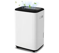 HOMCOM Deshumidificador Eléctrico 20L/Días Depósito de Agua 6L Deshumidificador Silencioso con 3 Modos 2 Velocidades Ruedas Pantalla LED Temporizador para 20-40 m² Blanco